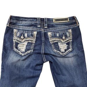 Rock Revival Jeans Betty Easy Boot Cut Size 31 Blue Embellished Distressed